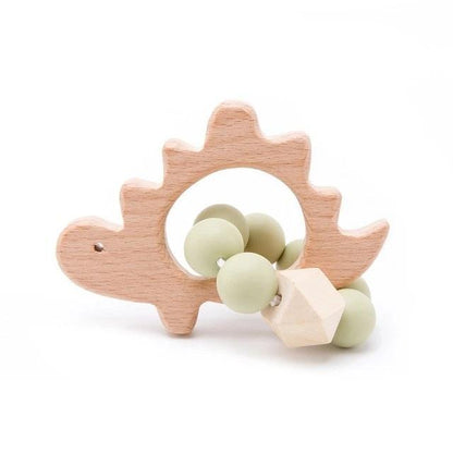 Wooden Teether Hedgehog Crochet Beads Wood Crafts Ring Engraved Bead Baby Teether Wooden Toys For Kids Rattle Stevvex