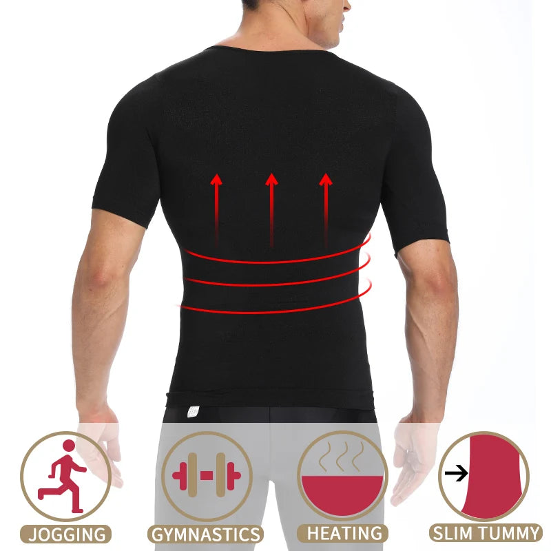 Mens Slimming Body Shaper Chest Compression Shirts Tummy Control Shapewear Gynecomastia Abdomen Slim Vest Waist Trainer Corset NovaCart