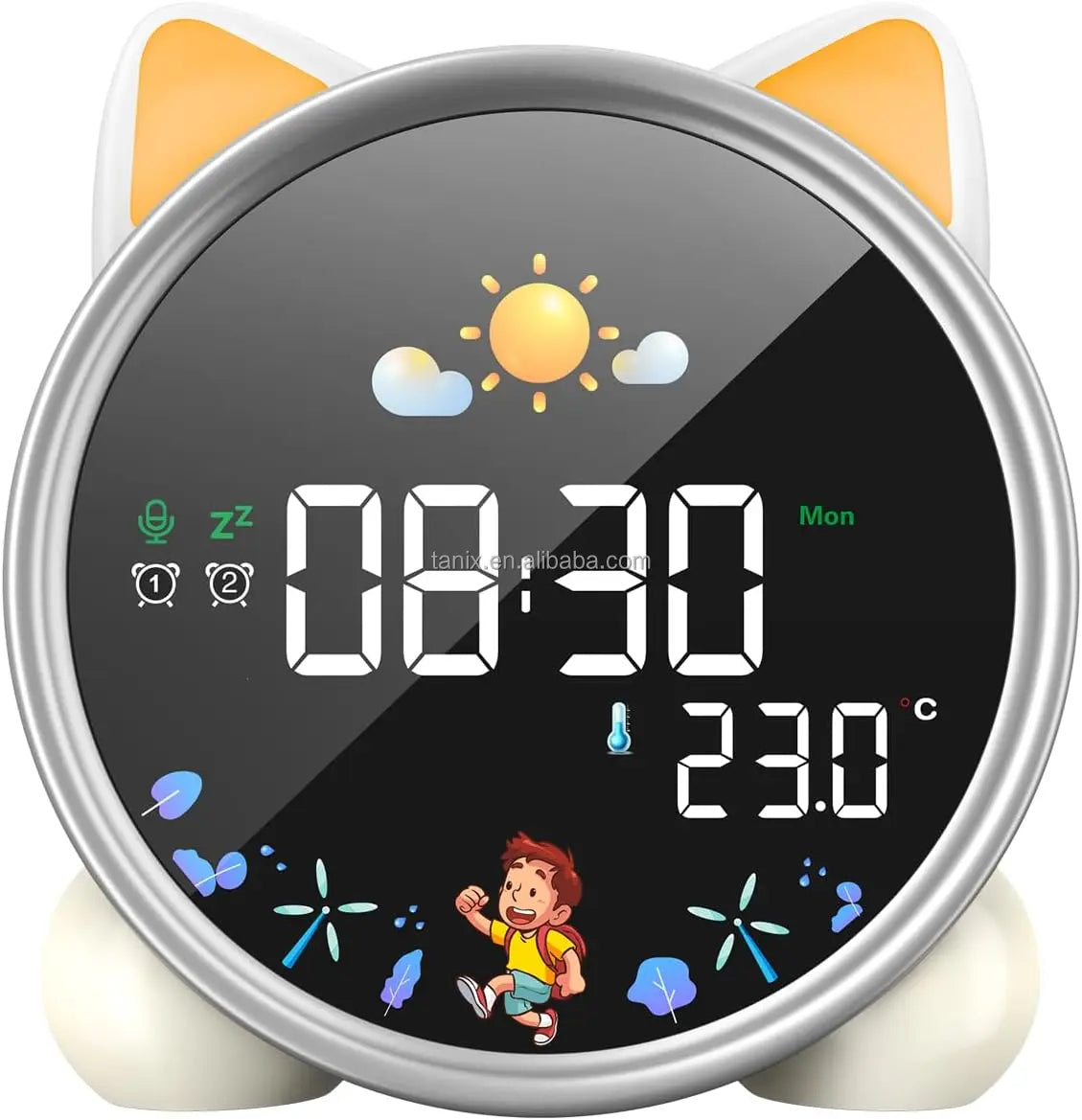 Wholesale Modern Plastic Digital LED Desk Clocks with Night Light Sleep Trainer Calendars 7-color Lights for Kids NovaCart