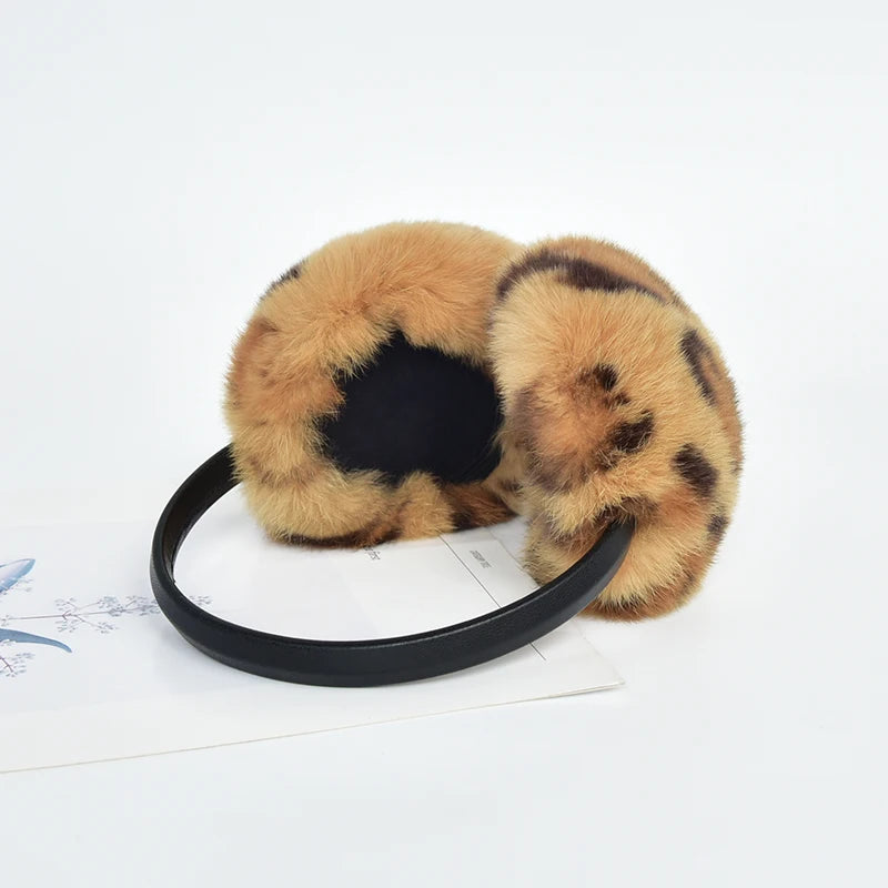 RTS Luxury Real Rex Rabbit Fur Ear Muffle Women's Winter Outdoor Warm Earmuffs Fashion Soft Earflap Ear Cover NovaCart
