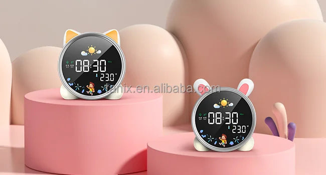Wholesale Modern Plastic Digital LED Desk Clocks with Night Light Sleep Trainer Calendars 7-color Lights for Kids NovaCart