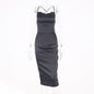 neon satin lace up 2022 summer women bodycon long midi dress sleeveless backless elegant party