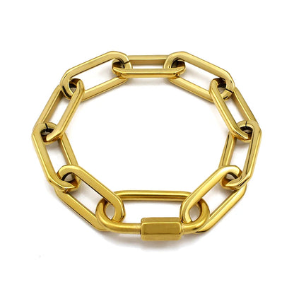 Gold Color Big Carabiner Lock Clasp Chain Link Charm Femme Bracelet for Women Handmade Statement Bracelet Necklace Sets NovaCart