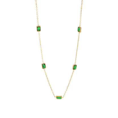 Green Cubic Zirconia Necklace LUNAR VINES