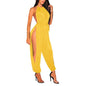 Women Hollow Out Jumpsuit Casual Sleeveless O-Neck Belt Jumpsuit Lace Up Slim Rompers