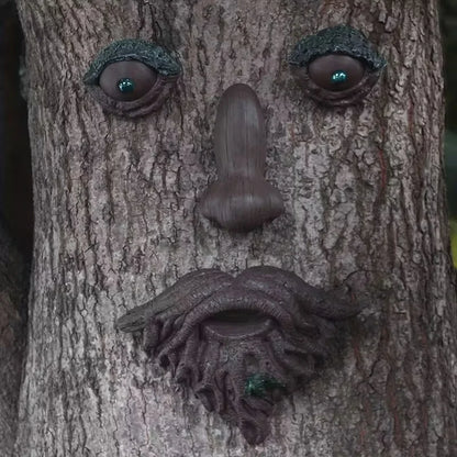 Tree Face Wall Hanging, Brown Resin Face Sculpture for Garden Decor, Whimsical Forest Spirit Ornament with Woodland Theme NovaCart