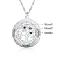 Tree of Life Name Necklace with Birthstone Name Engraved Pendant Family
