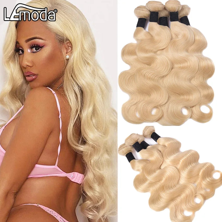 Top Quality 613 Blonde Bundles Brazilian Hair Body Wave Bundles 10-28 Inch 100% Human Hair for Woman Remy Hair Extensions Lemoda NovaCart