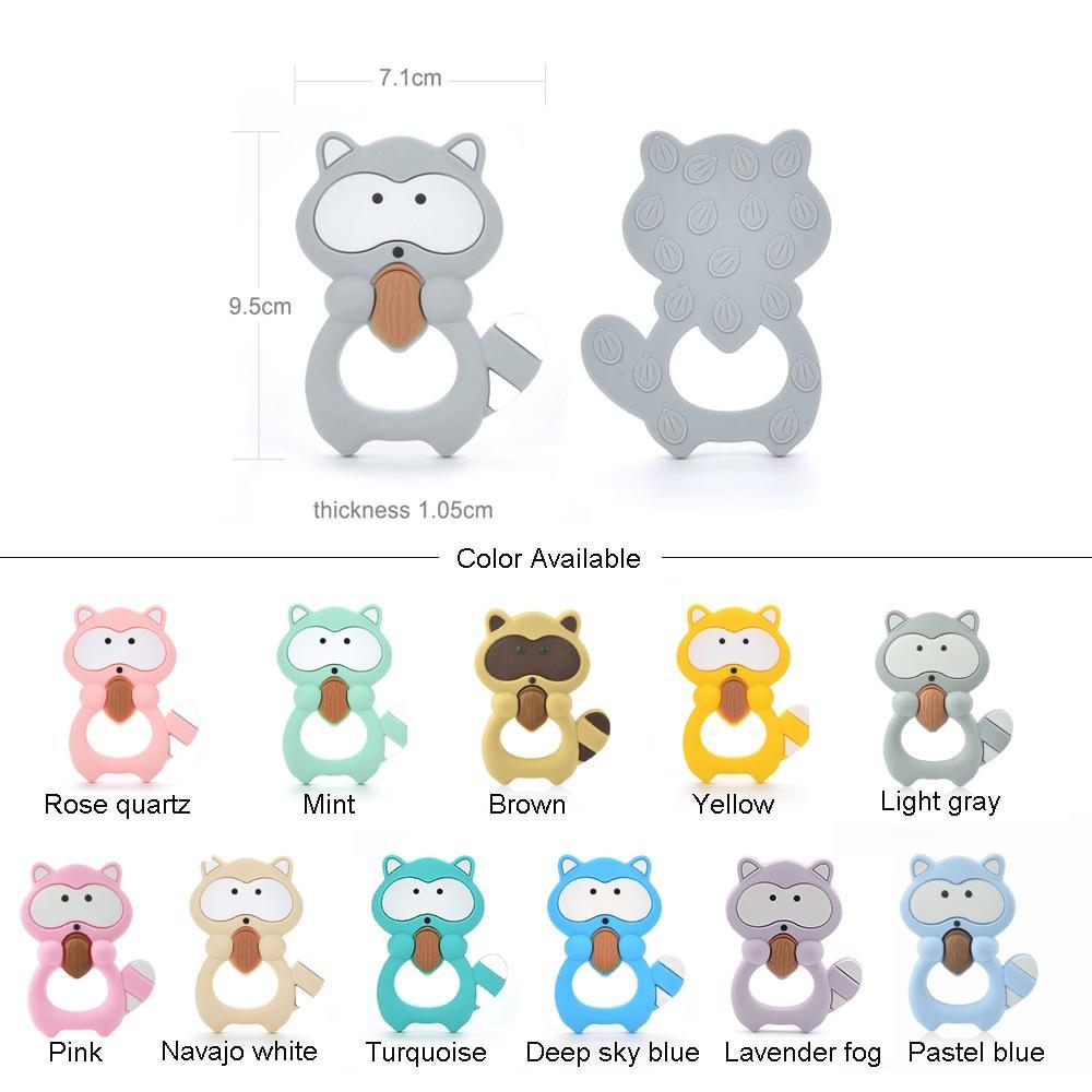Baby Teethers Cartoon Animal Baby Teething Toy Penguin Silicone Teether Unicorn Pendant Raccoon Accessories Stevvex