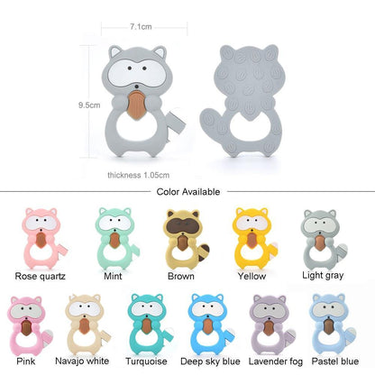Baby Teethers Cartoon Animal Baby Teething Toy Penguin Silicone Teether Unicorn Pendant Raccoon Accessories Stevvex