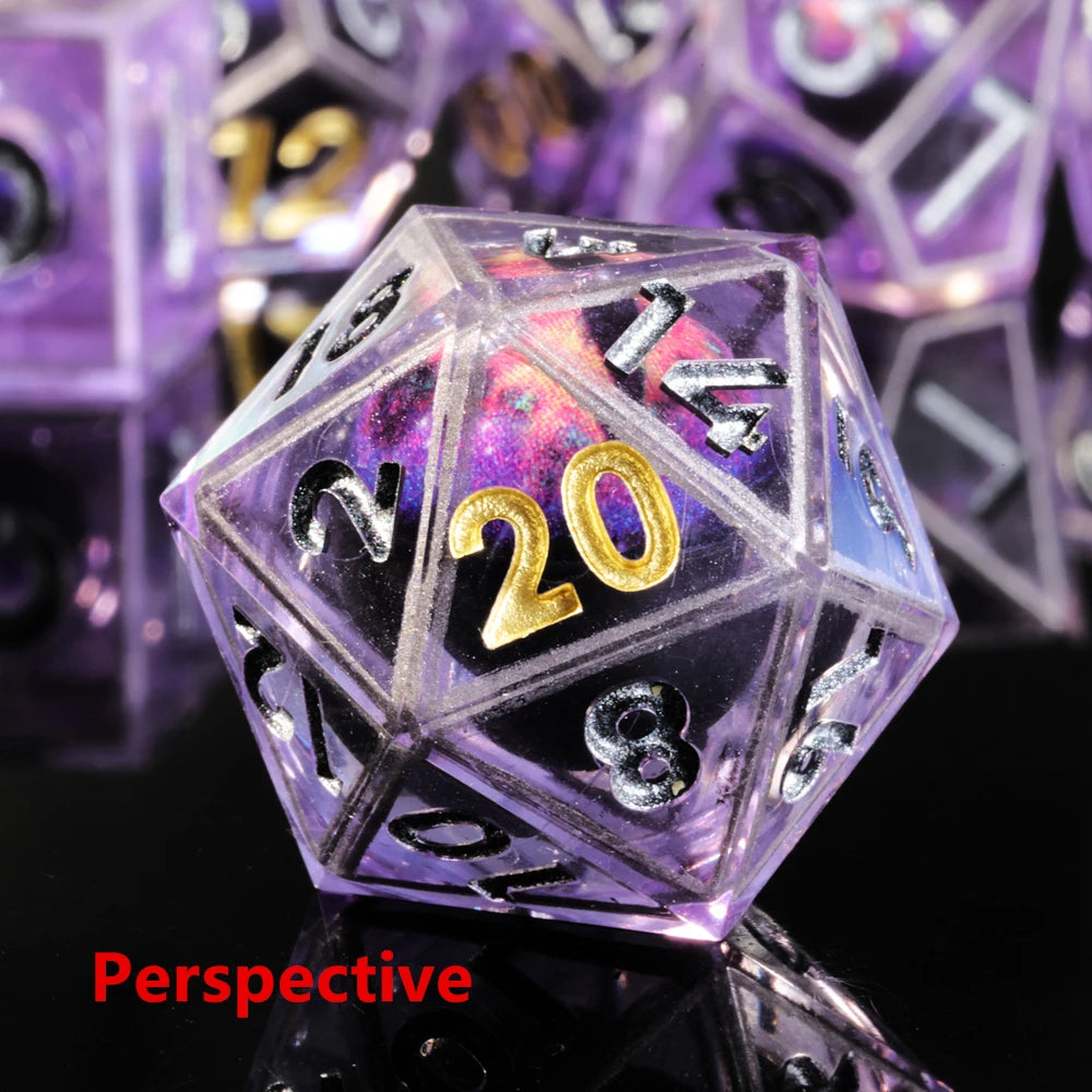 MINI PLANET DND Dice Set Purple Dragon Eye Liquid Core Dice RPG Dungeons&Dragons Wholesale Custom Handmade Polyhedral Resin Dice NovaCart