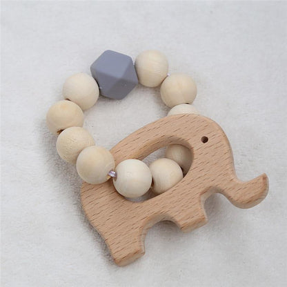 Modern Baby Silicone Wooden  Nursing Bracelets Wood Teether Silicone Beads Teething Wood Rattles Toys for Baby Stevvex