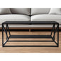 HMS 42\" Tea Table Black Glass Faux Marble Metal Traditional Scandinavian Chinese Style Featuring Sintered Stone Material Shelf NovaCart