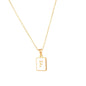 18K Golden Chain Necklaces Male Square Natural Shell Initial Letters Pendant Stainless Steel Jewelry