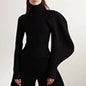 2023 Women's Casual Knitted Sweater Turtleneck with Lantern Sleeves Slimming Design for Autumn Season Front Logo NovaCart