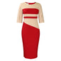 D381 Latest Design Half Sleeve Contrast Color Elegant Dresses for Ladies Office Dresses Women Formal Work Career Dresses NovaCart