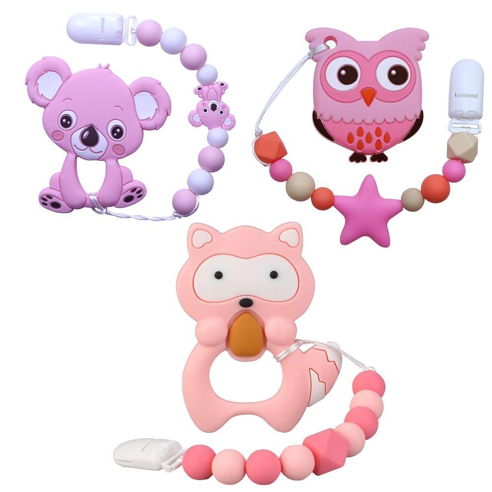 Baby Teething Lovely Koala Owl Horse Cookies Baby Teether Molar Toy Gift Raccoon Food Grade Silicone Beads For Kids and Baby Stevvex
