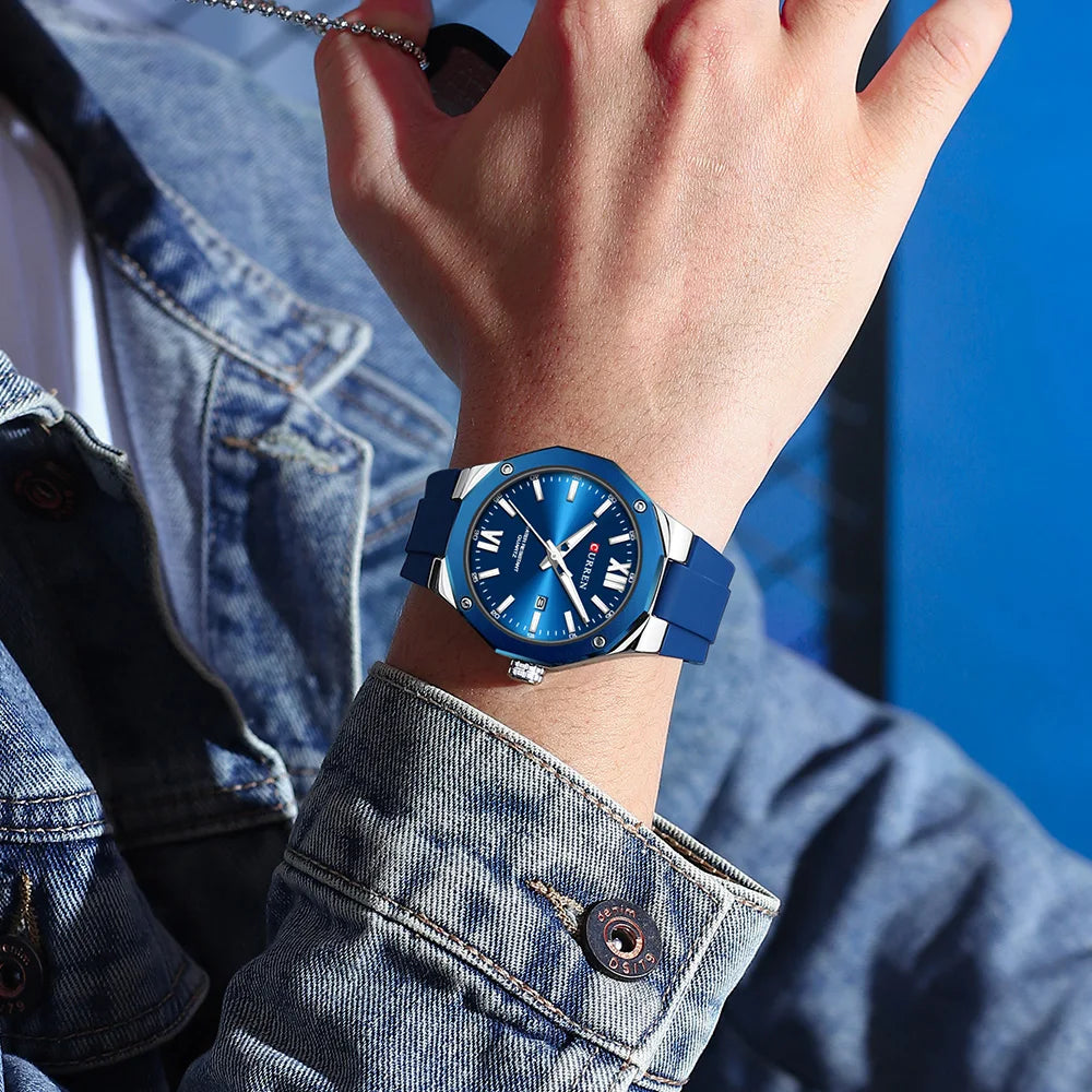 CURREN 8465 Brand Silicone Men Watches Big Dial Quartz Wristwatches Simple Watches Clock Reloj Hombre Male Casual Watch for Gift NovaCart
