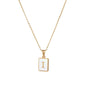 18K Golden Chain Necklaces Male Square Natural Shell Initial Letters Pendant Stainless Steel Jewelry