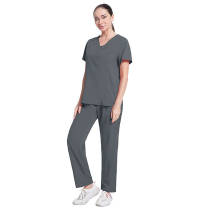 Fashionable Hospital Custom Nurse Uniform Embroidery Logo Colors Short Scrubs Jogger Straight Nurse Uniform Pants Sets NovaCart