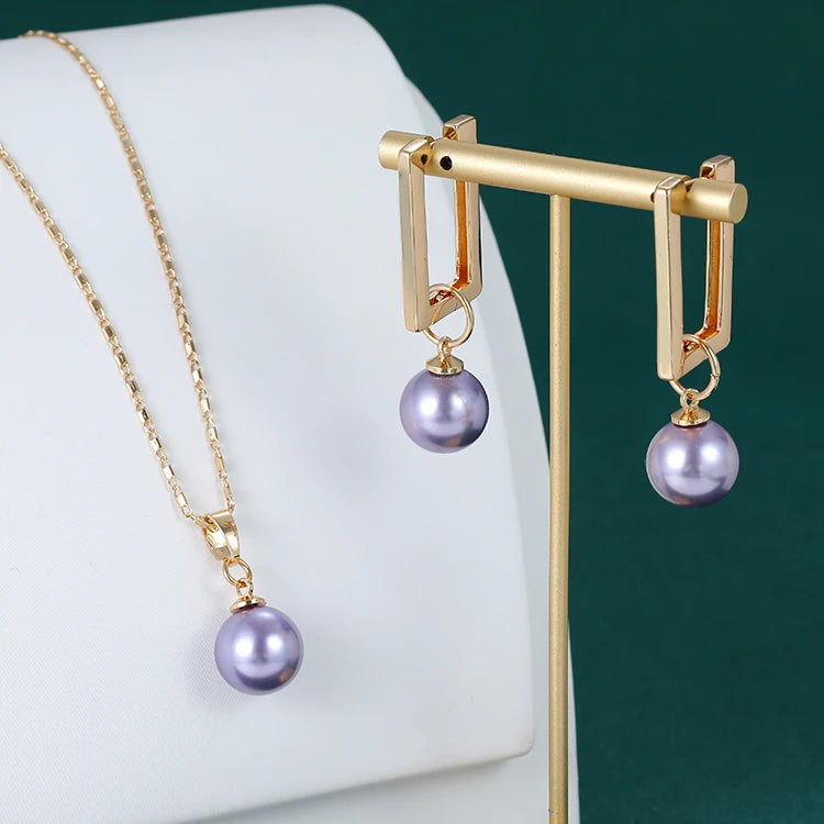 Fashion 18K Gold Plated Hawaiian Pearl Jewelry Wholesale Necklace Earrings Women's Set NovaCart