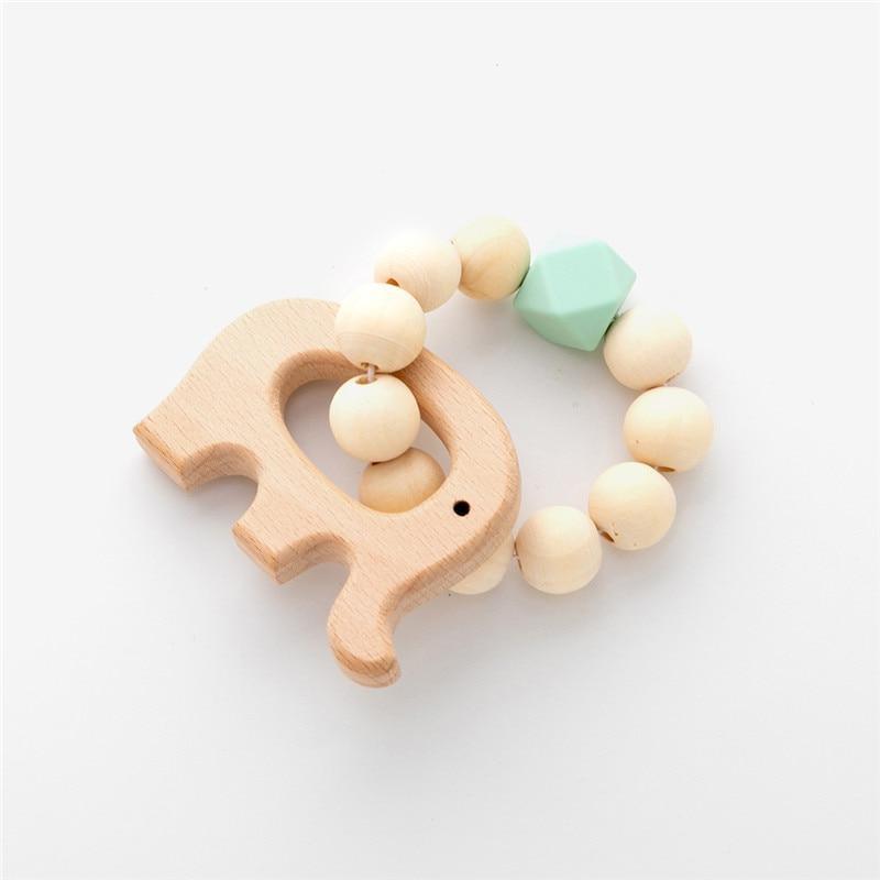 Modern Baby Silicone Wooden  Nursing Bracelets Wood Teether Silicone Beads Teething Wood Rattles Toys for Baby Stevvex