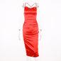 neon satin lace up 2022 summer women bodycon long midi dress sleeveless backless elegant party
