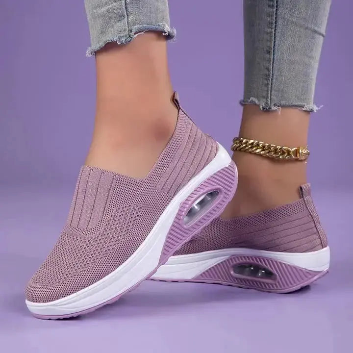 New Women's Low Top Sports Mesh Casual Running Shoes Solid Color Air Cushion Soft Bottom EVA Fashion Trend for Winter NovaCart