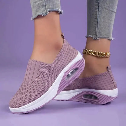 New Women's Low Top Sports Mesh Casual Running Shoes Solid Color Air Cushion Soft Bottom EVA Fashion Trend for Winter NovaCart