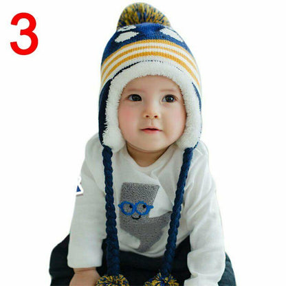 Modern New Baby Boys and Girls Winter Warm Knitted Crochet Ear flap Beanie Wool Cute Penguin Cap For Kids Stevvex