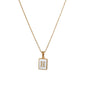 18K Golden Chain Necklaces Male Square Natural Shell Initial Letters Pendant Stainless Steel Jewelry