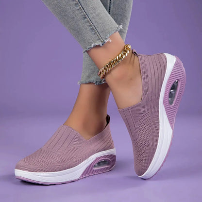 New Women's Low Top Sports Mesh Casual Running Shoes Solid Color Air Cushion Soft Bottom EVA Fashion Trend for Winter NovaCart