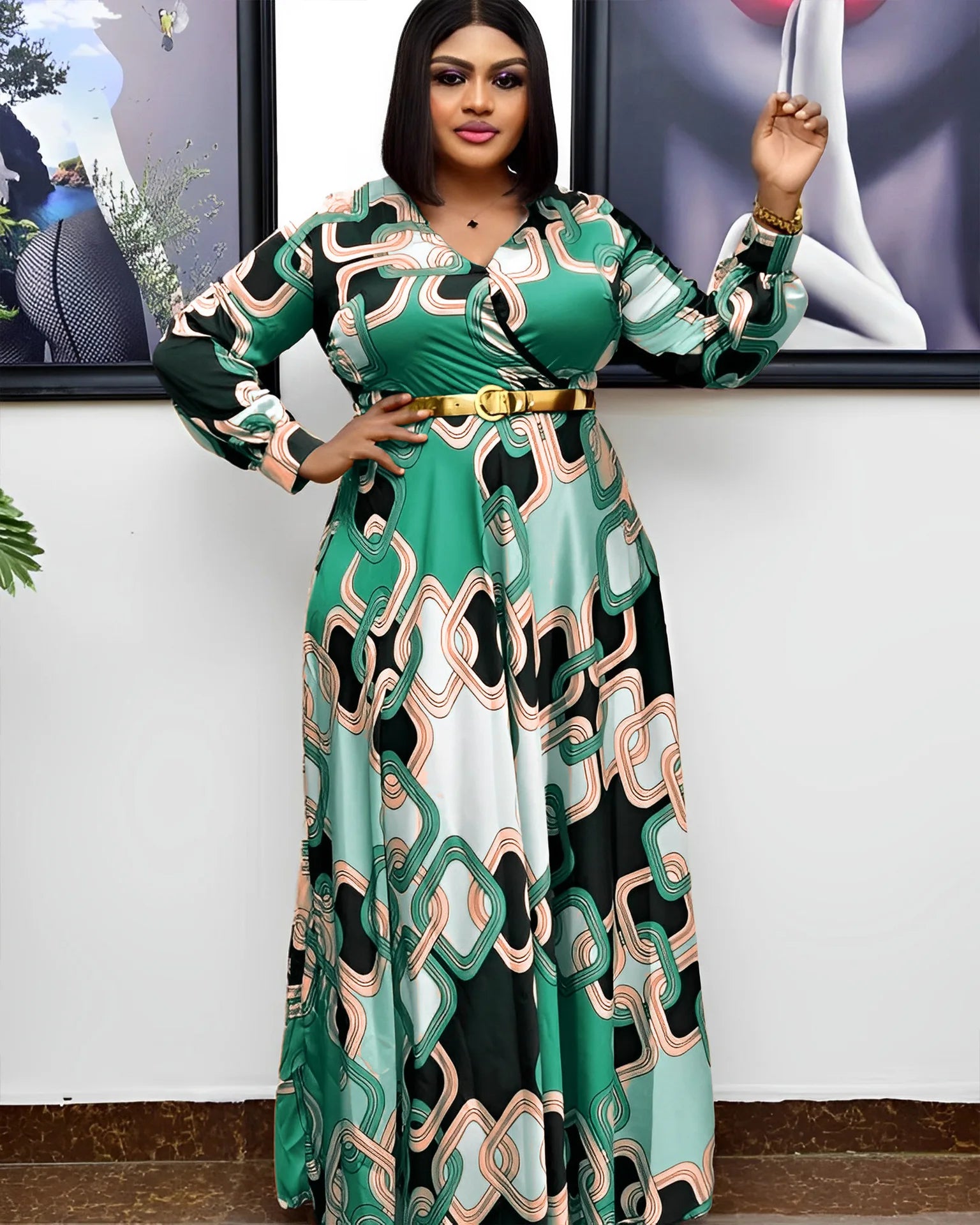 Liu Ming African Fashion Design 2024 Women Clothing Elegant Plus Size Printed Party Evening Long Maxi Dress NovaCart