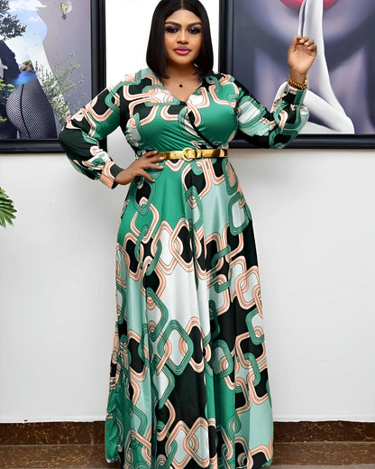 Liu Ming African Fashion Design 2024 Women Clothing Elegant Plus Size Printed Party Evening Long Maxi Dress NovaCart
