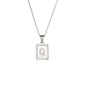 18K Golden Chain Necklaces Male Square Natural Shell Initial Letters Pendant Stainless Steel Jewelry