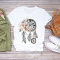 Dream Feather Print Summer Short Sleeve T-Shirts Top Graphic Plue Size