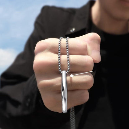 Black Rectangle Pendant Necklace Men Stainless Steel Chain Men Necklace Jewelry