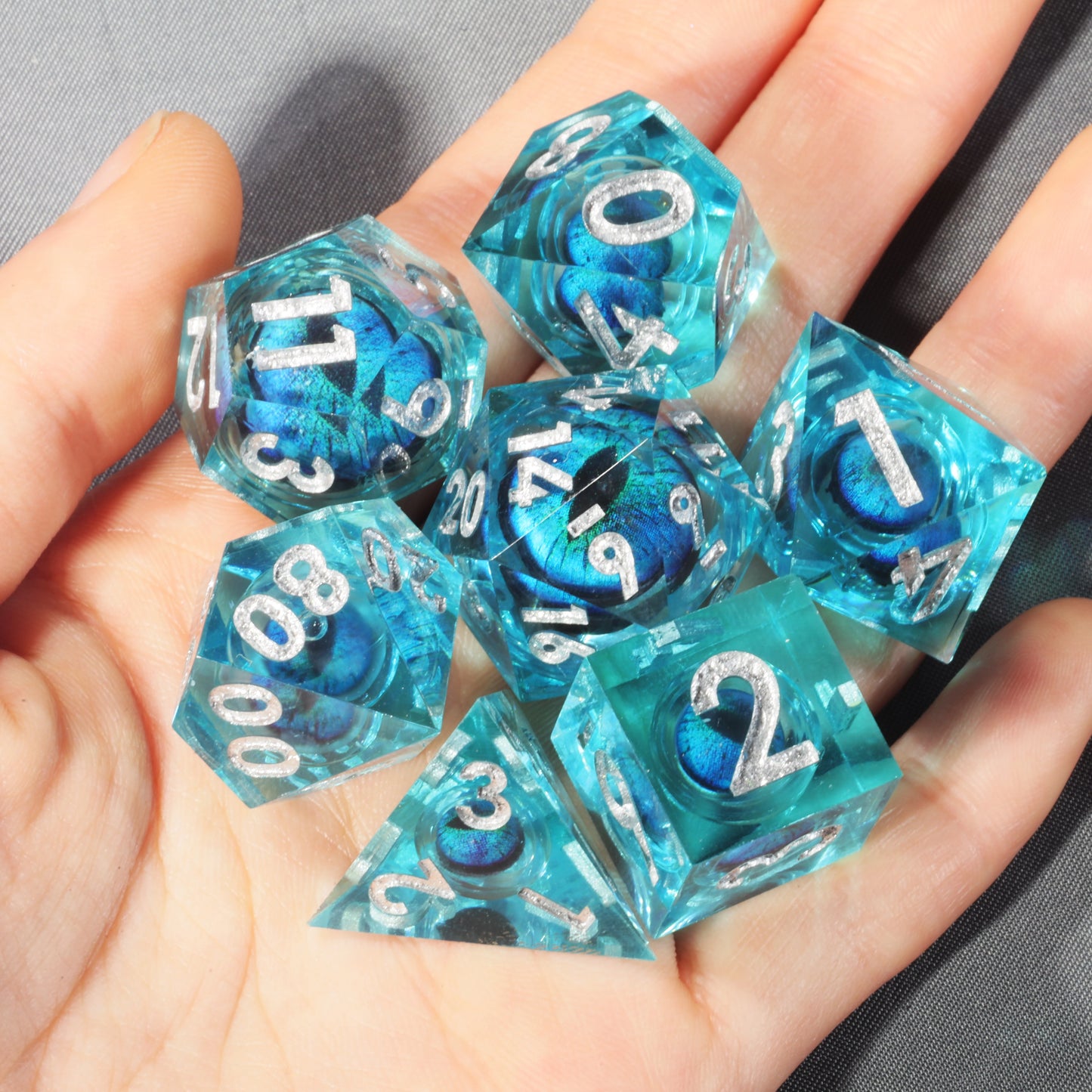 MINI PLANET DND Dice Set Purple Dragon Eye Liquid Core Dice RPG Dungeons&Dragons Wholesale Custom Handmade Polyhedral Resin Dice NovaCart
