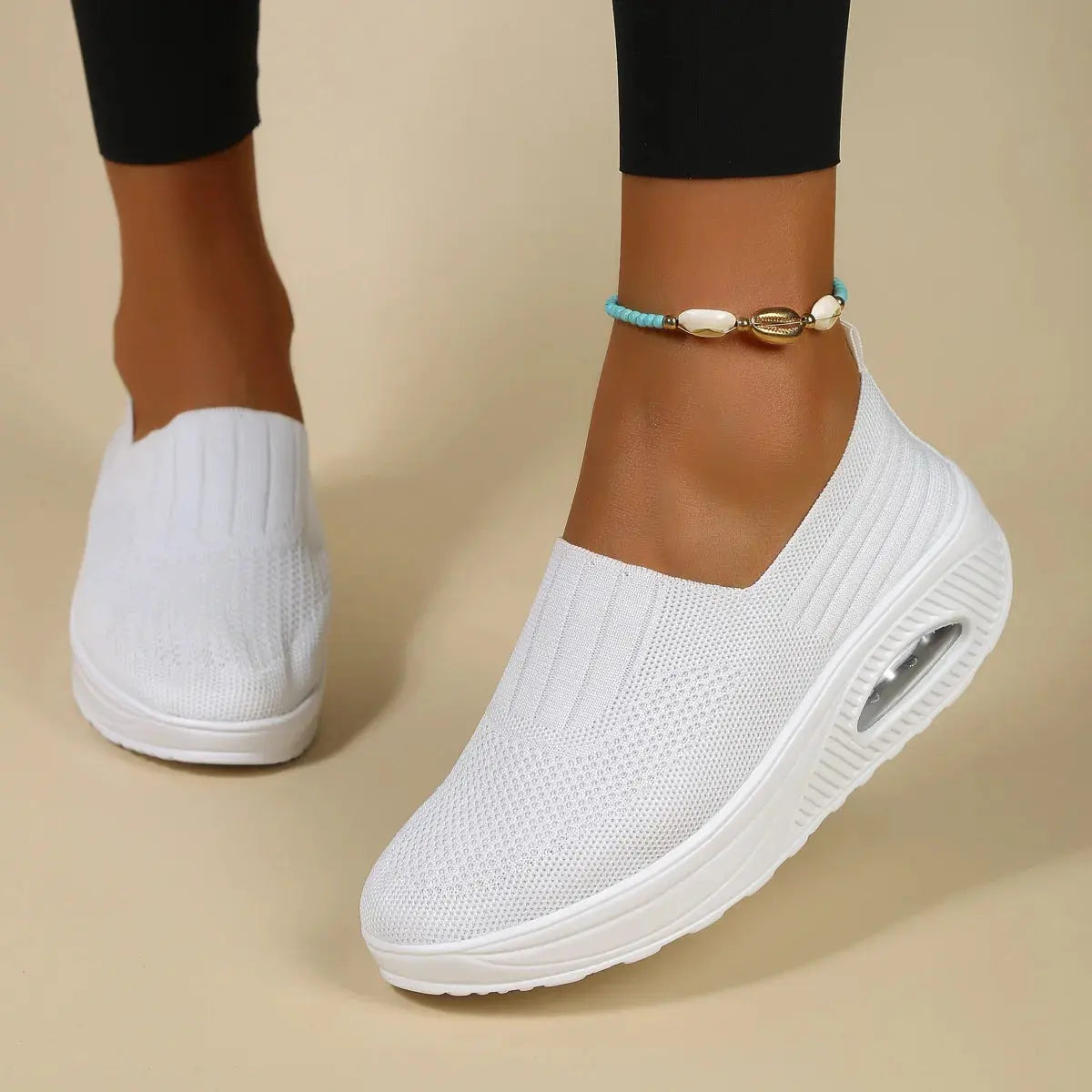New Women's Low Top Sports Mesh Casual Running Shoes Solid Color Air Cushion Soft Bottom EVA Fashion Trend for Winter NovaCart