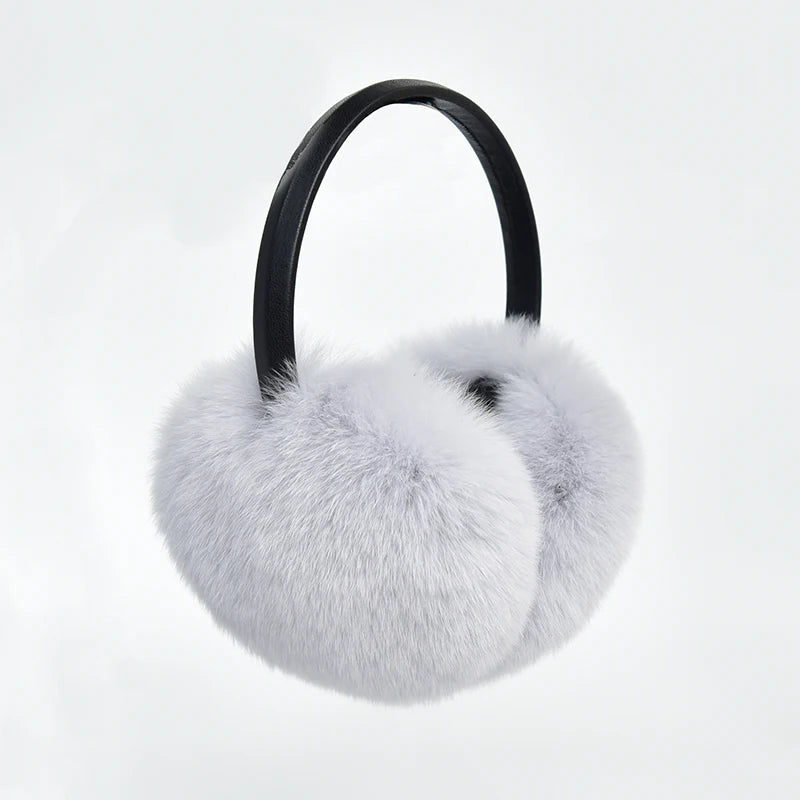 RTS Luxury Real Rex Rabbit Fur Ear Muffle Women's Winter Outdoor Warm Earmuffs Fashion Soft Earflap Ear Cover NovaCart