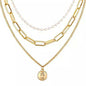 Multi Layer Lock Portrait Pendants Necklaces For Women Gold Metal Key Heart Necklace