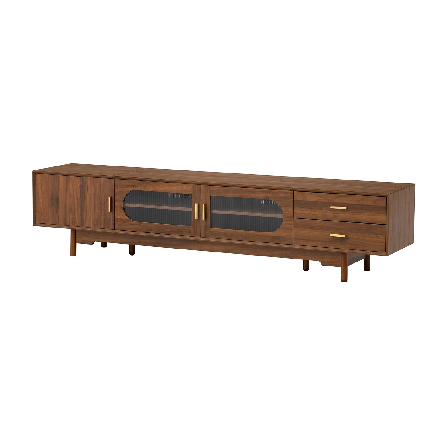 Modern Entertainment Center | 78" TV Stand for 85" TVs | 2 Drawers | Solid Wood Legs | Cable Management NovaCart