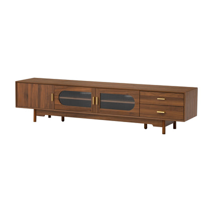 Modern Entertainment Center | 78" TV Stand for 85" TVs | 2 Drawers | Solid Wood Legs | Cable Management NovaCart