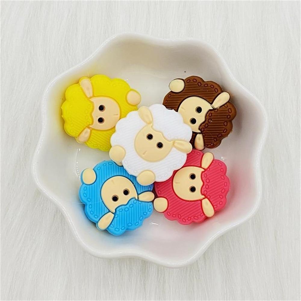 5pcs Animals Cartoon Silicone  Teething  Sheep   For Children Newborn Baby Teether For Teeth Stevvex