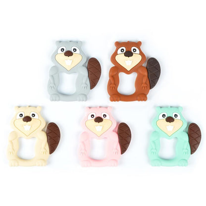 Baby Teethers Cartoon Animal Baby Teething Toy Penguin Silicone Teether Unicorn Pendant Raccoon Accessories Stevvex