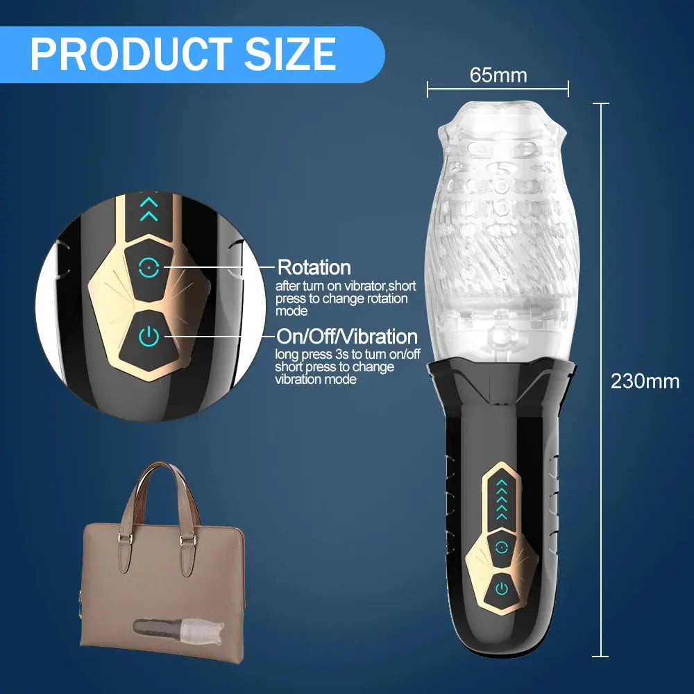 Experience Ultimate Pleasure with the GAWK 3000 Powerful Male Masturbator Cup - Rotating and Vibrating for Enhanced Endurance