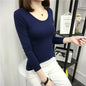 T-shirt Slim Pure Cotton 95% Women T-shirt Long-sleeved for Female Thin Tops Woman Tees Shirt
