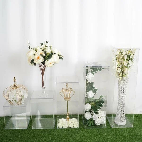 Gaojian Clear Acrylic Square Plinth Pedestal Wedding Display Stand with Flower Riser Cube for Weddings Decoration NovaCart
