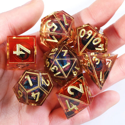 MINI PLANET DND Dice Set Purple Dragon Eye Liquid Core Dice RPG Dungeons&Dragons Wholesale Custom Handmade Polyhedral Resin Dice NovaCart