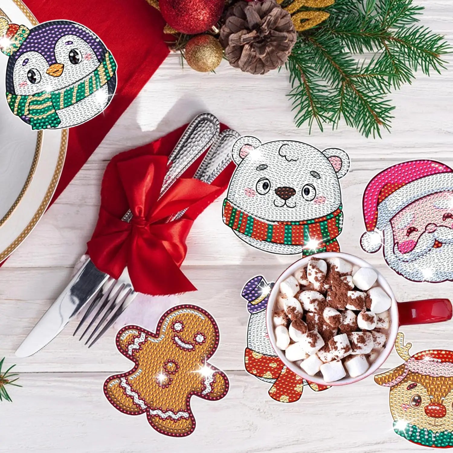 6 Christmas Diamond DIY Decorative Stickers Handmade Kids' Tree Elements Adds Holiday Atmosphere Style Any Space Made in China NovaCart